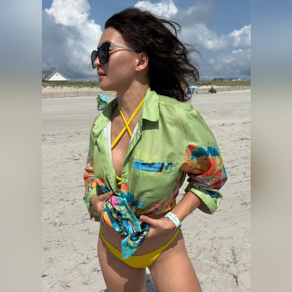 Artistic cutton button-up shirt